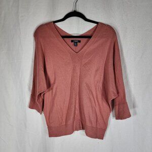 Chaps Cotton Blend Dolman Sweater 3/4 Sleeve Classic Salmon Pink Womens S